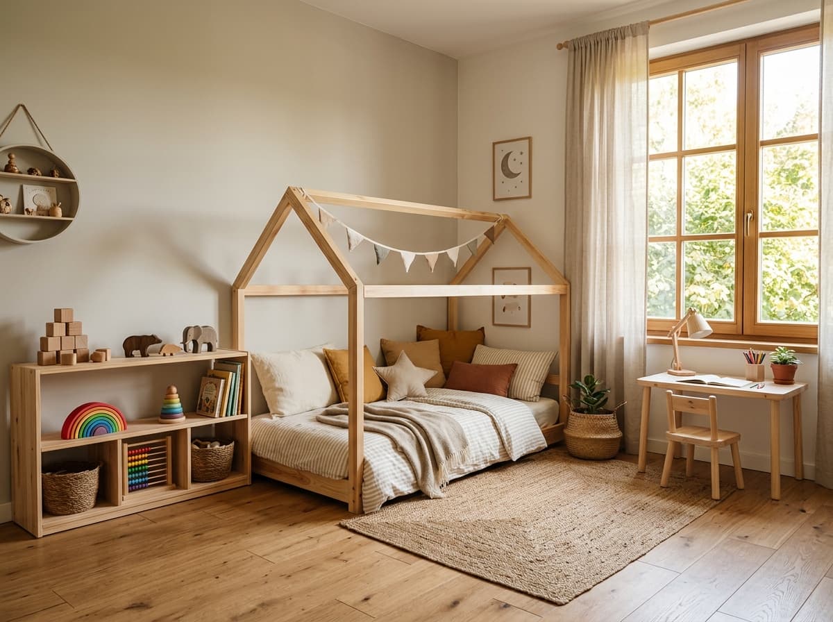 Ligne Montessori Çilek — Lits cabanes en bois naturel pour le développement autonome de l'enfant