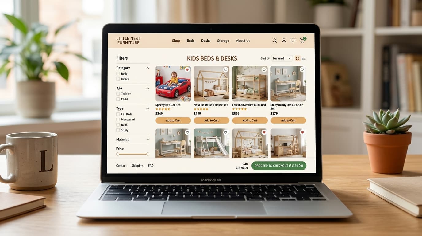 Mockup site web Çilek Maroc — Catalogue e-commerce sur desktop et mobile