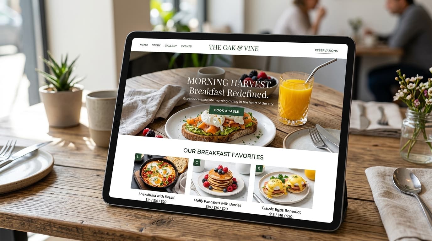 Mockup de l'interface de réservation de table La Vue sur tablette